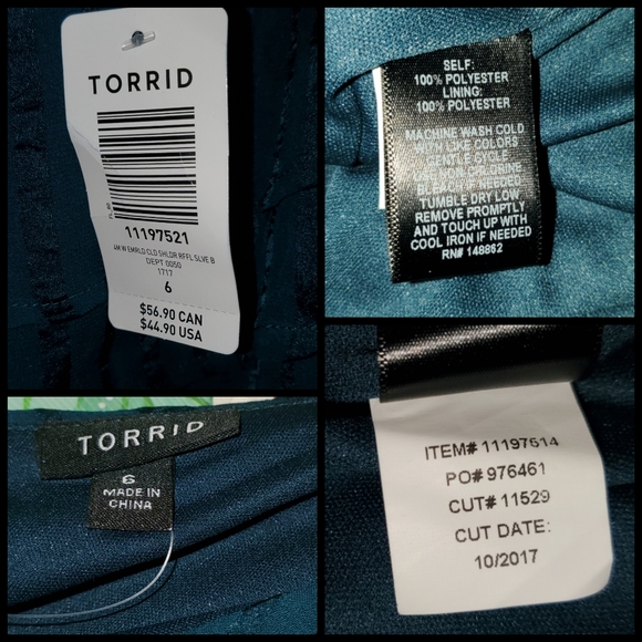 [6X] Torrid Emerald Green Ruffled Cold Shoulder Blouse - Picture 6 of 7